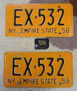 New York 1958 original license plates with 1959 tag  
