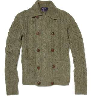   Purple Label Double Breasted Cable Knit Cashmere Cardigan  MR PORTER