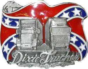 DIXIE TRUCKER Confederate Flag Belt Buckle Redneck  