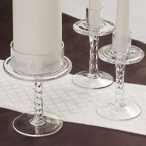 Wedding Favors Personalized Glass Pedestal Unity Candle Stand:  