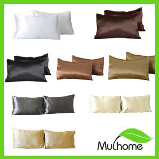 2x Pillow Cases 100% Silk Standard 20x26 Neutral Color  