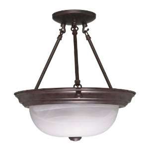  Nuvo 60/209 13 Inch Old Bronze Semi Flush with Alabaster 