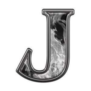  Reflective Letter J with Inferno Gray Flames   8 h 