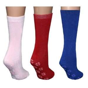  3 Pairs of Womens Slipper Socks (Red, Royal and Light 