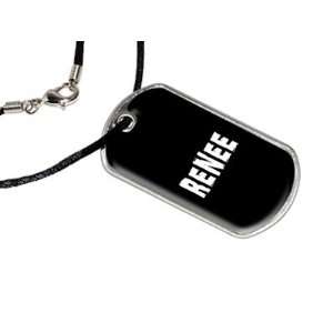 Renee   Name Military Dog Tag Black Satin Cord Necklace