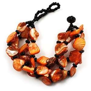  Multistand Shell Composite Beaded Bracelet (Black & Orange 
