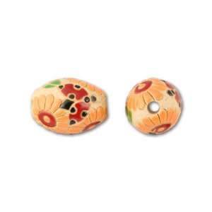  Stoneware Melon Bead   Ladybugs on Flowers Arts, Crafts 