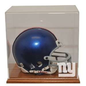  New York Giants Oak Finished Base Mini Helmet Display Case 