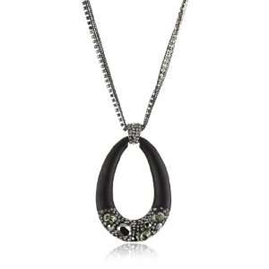 Kenneth Cole New York Urban Caviar Oval Pave Long Pendant Necklace