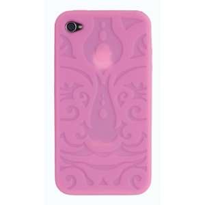 Apple iPhone 4 * Soft Case * Tattoo with Candy Button * (Light Pink 