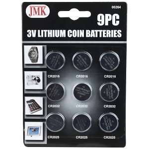  9 Piece   3 Volt Lithium Coin Batteries