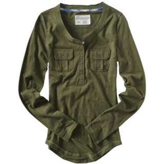 Aeropostale womens front pocket long sleeve henley shirt   Style 5275 