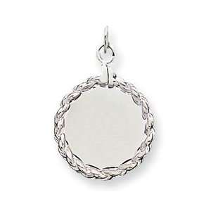  Sterling Silver Engraveable Round with Rope Disc Charm 