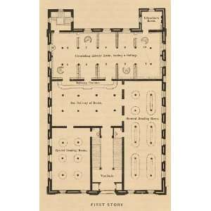 Boston Public Library,first story,sketch,plans,MA,1858  