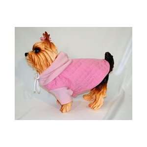  Soft Hooded Quilted Dog Coat (Pink, Size 8): Pet Supplies