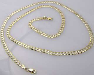 4mm 10K YELLOW GOLD 20 D/C CUBAN LINK NECKLACE CHAIN  