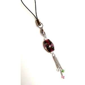  Cell Phone Charm with Swarovski Crystal & Lampwork Bead 