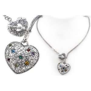  Jewelry Locker Sterling Silver and Gemstone Heart Pendant 