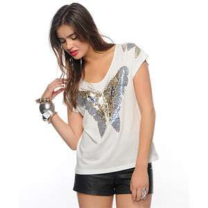 Forever 21 Butterfly Sequin Top Shirt Size Small  