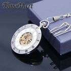 Mens Hollow Skeleton Mechanical Pocket Watch GIFT BOXED