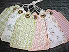 VINTAGE HANG TAGS   Pinks and Greens 18 Tags Kraft Accent