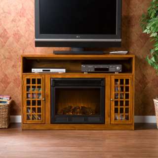 SEI Morita TV Stand Console Electric Fireplace Pine  
