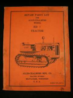   HD7 Crawler Tractor Repair Parts List Manual Catalog Book HD 7  