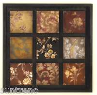 Floral Metal Wall Art Decor 32H 32W Wood Frame 758647130900  