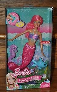 Barbie Mermaid & Friends Doll Playset Seahorse Fish Bath Swimming Girl 