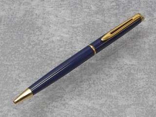   Hémisphère Ballpoint Pen   Blue Laque   Gold Plated Clip and Trim