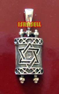 Silver TORAH SCROLL NECKLACE Jewish Star of David Gift  