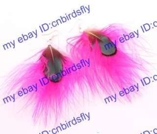 5P handmade Grizzly Dangle wholesale lots extra Long Natural FEATHER 