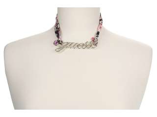 Multi color fabric floral necklace chain.