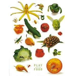 Kunstdruck / Poster 60x80 PLAY WITH YOUR FOOD   Obst Gemüse Deko 