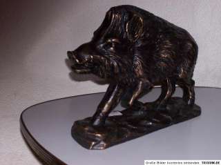500 Tierplastik von Wildschwein , Keiler / Massiv Bronze  