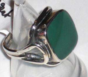 Achat Ring Damen Siegelring Grün 925 Silber Gr 53  16,8 mm Unikat 