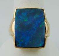 MENS RING ANTIQUE VINTAGE COLLECTIBLE ESTATE DECO OPAL 10K YELLOW GOLD 