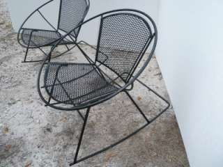   Century Salterini Wrought Iron Patio Round Hoop Rocker Chairs  