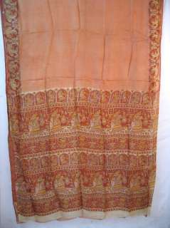 Light Rust Pure Silk Vintage Antique Sari Saree Fabric #002WP  