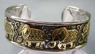 Alloy Metal Handcrafted Elephant Bangle Cuff  