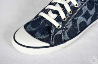 COACH Barrett 12CM Signature C Indigo Sneakers Womens Shoes New A1096 