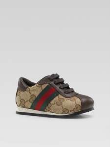 Gucci Toddlers Icon GG Lace Up Sneakers Shoes Beige Size 23 EU / 7 US 