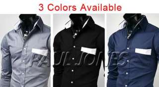 New Mens Luxury Patched Stylish Casual Dress Slim Fit Shirts IN 3 
