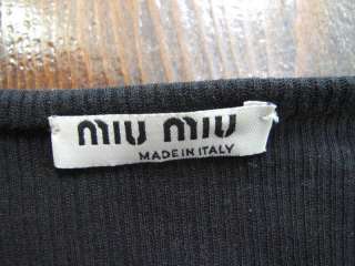 Miu Miu Black Long Sleeve Semi Sheer Thin Ribbed Scoop Neck Dress 6 