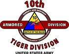 10TH ARMORED DIVISION  TIGER DIVISION  WHITE SHIRT (DESIGN ON FRONT)