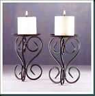 tall BLACK iron scroll floor holder FLAMELESS CANDLE  