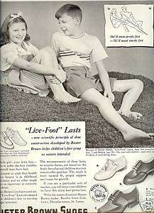 40s vintage BUSTER BROWN boys/girls SHOES print AD art  