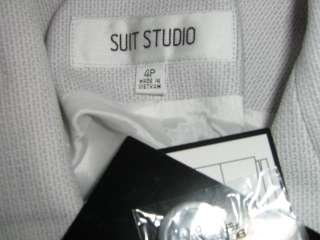 SUIT STUDIO White Grey 2PC Business Pant Suit NEW 14  