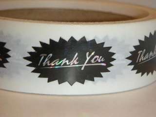 THANK YOU halographic oval starburst Stickers Labels 250/rl  