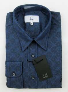 New DUNHILL LONDON Blue Cotton Shirt XL 17 NWT $415!  